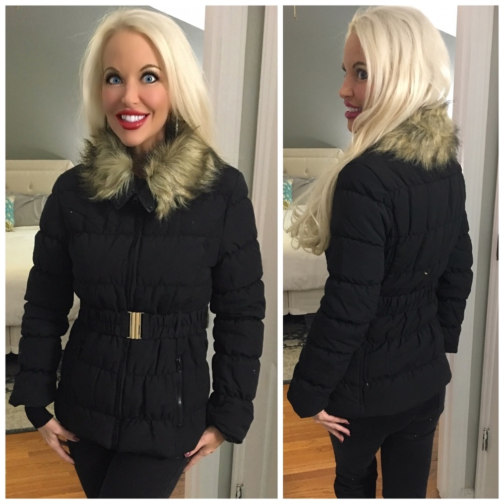 LAST 1! SUPER WARM ❤️❤️Black Faux Fur Parka! - Picture 2 of 2